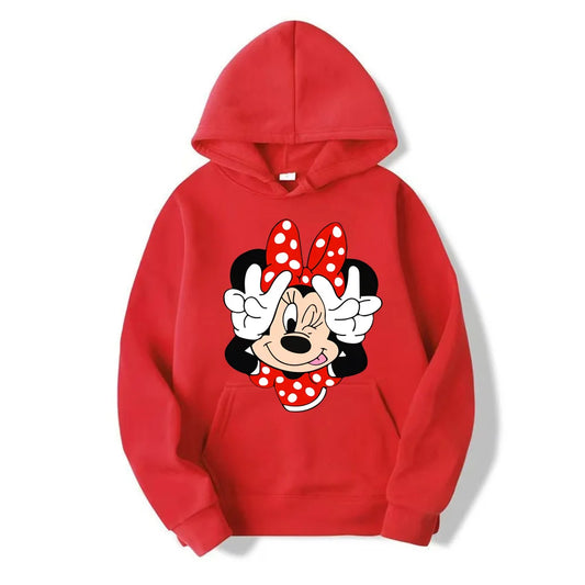 "2024 Minnie Mouse Hoodie - Unisex Cartoon Pullover, Trendy Couple's Sweatshirt for Spring & Autumn"