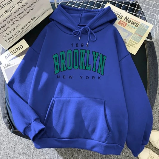 1898 Brooklyn New York printed men's hoodie spring and autumn fashion wool hoodie creative sweatshirt street loose sweatshirt